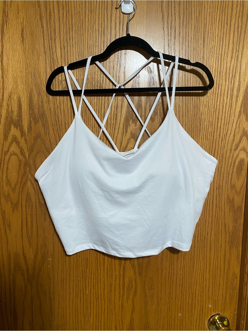 White Strappy back Workout Crop Top - Women